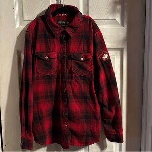 Canada Weather Gear Plaid Button Up Flannel Shirt Youth XL Red Black Cotton